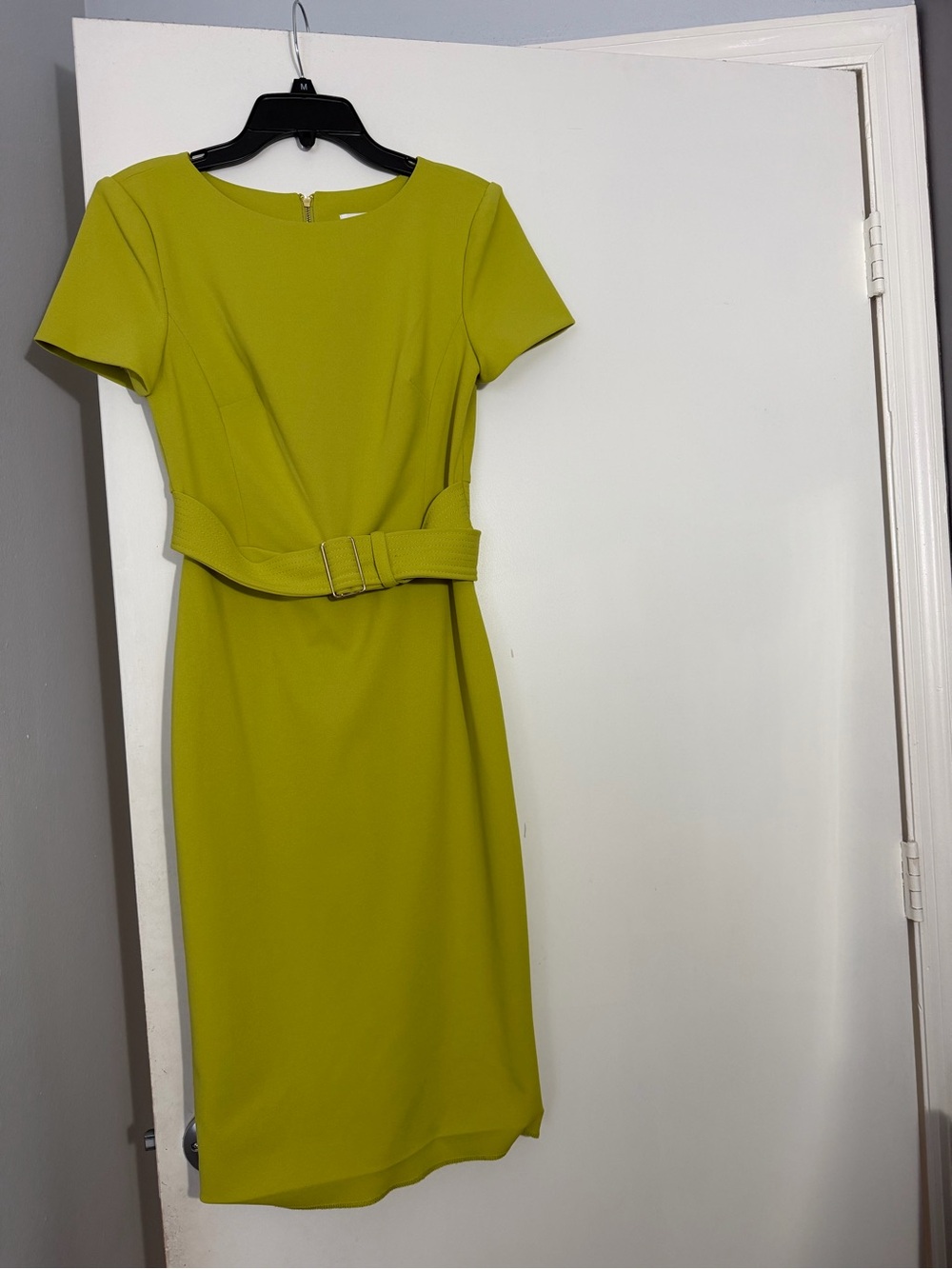 Calvin Klein Lime Green Belted Sheath Dress